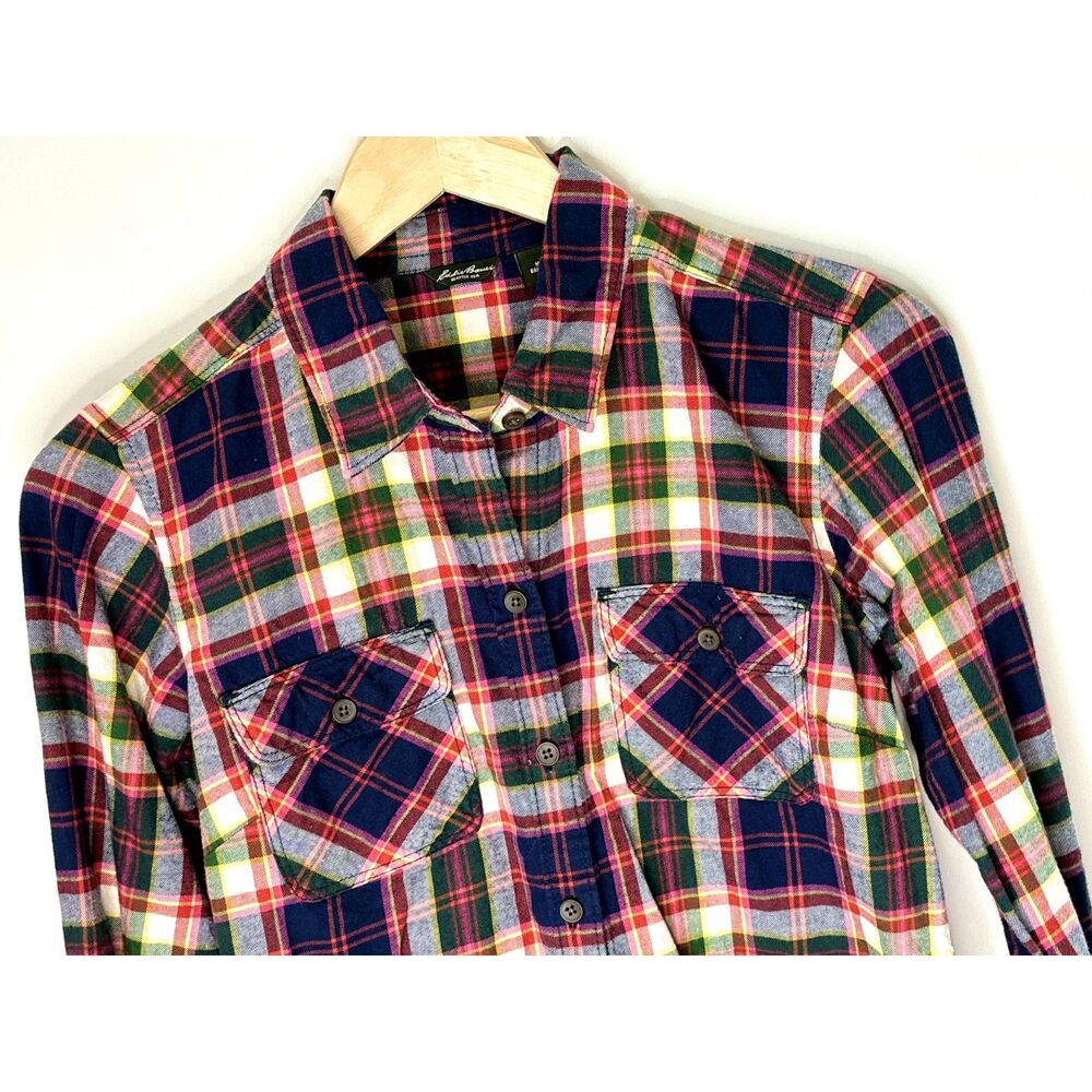 Eddie Bauer Women's Classic Plaid Western Shirt Size Small 100% Cotton G92